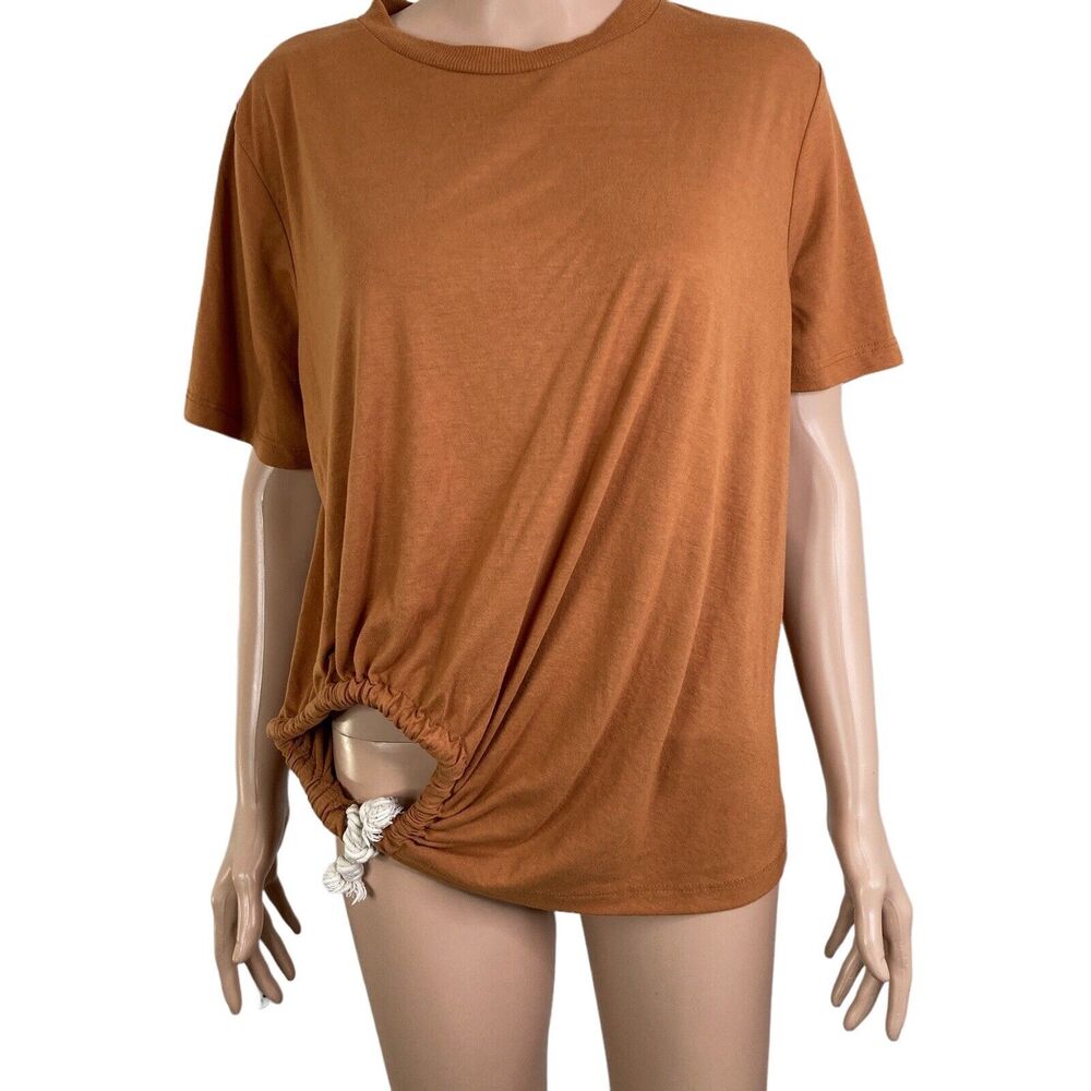 Asos Shirt Womens 10 Brown Tan Stretch Side Tie Stretch